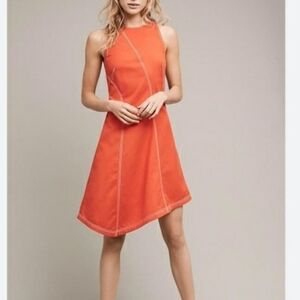 Anthropologie Maeve Asymmetrical Bileu Dress Orange